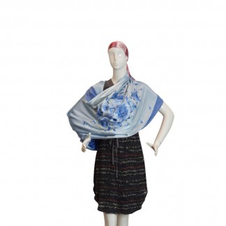 Silk scarf hand-embroidered with flowers  53*200 cm- Different  models